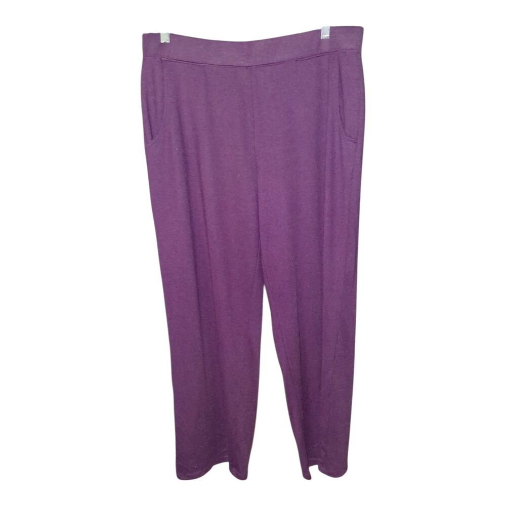 D & Co. Active Women's Purple Stretch Pants with Slash Pockets Size Large